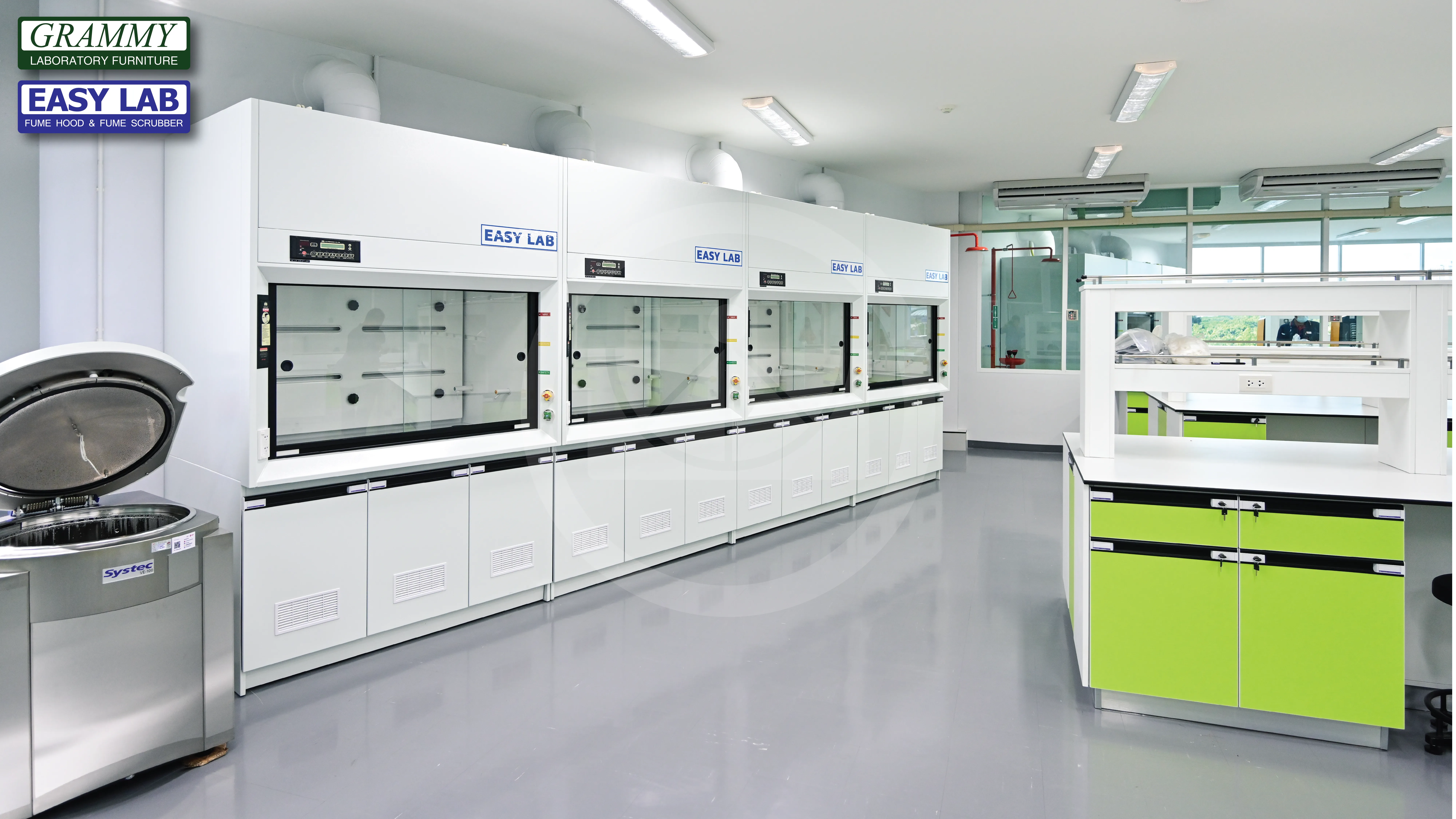 ติดตั้งโต๊ะปฏิบัติการ GRAMMY & ตู้ดูดควัน EASY LAB